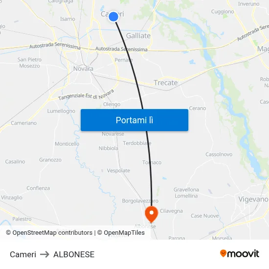 Cameri to ALBONESE map