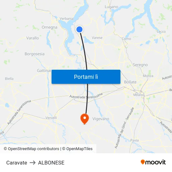 Caravate to ALBONESE map