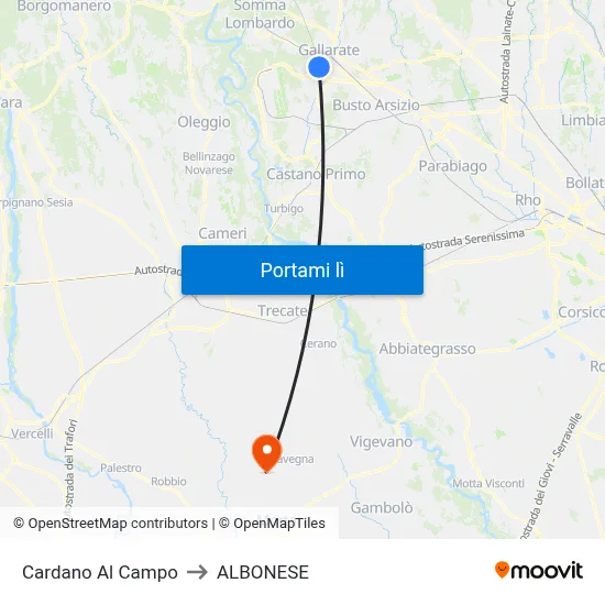 Cardano Al Campo to ALBONESE map