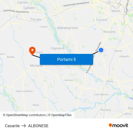 Casarile to ALBONESE map