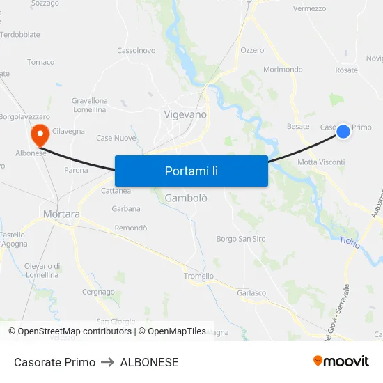 Casorate Primo to ALBONESE map