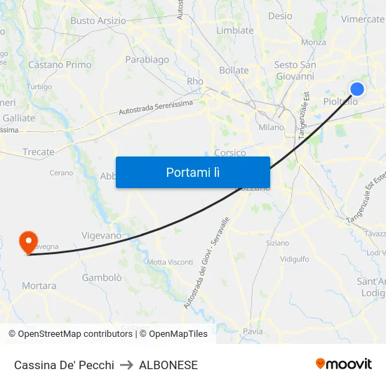 Cassina De' Pecchi to ALBONESE map