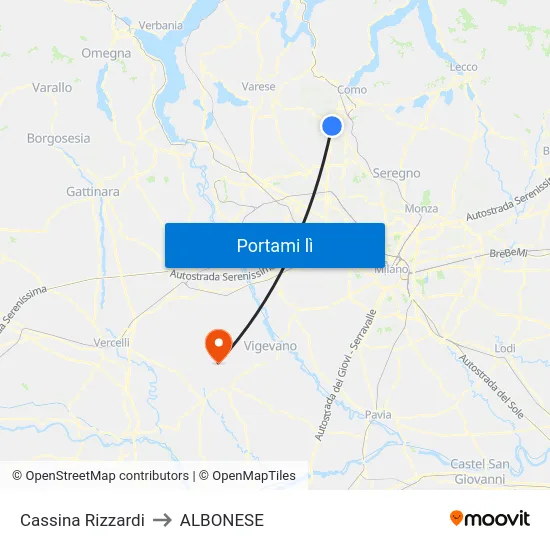 Cassina Rizzardi to ALBONESE map