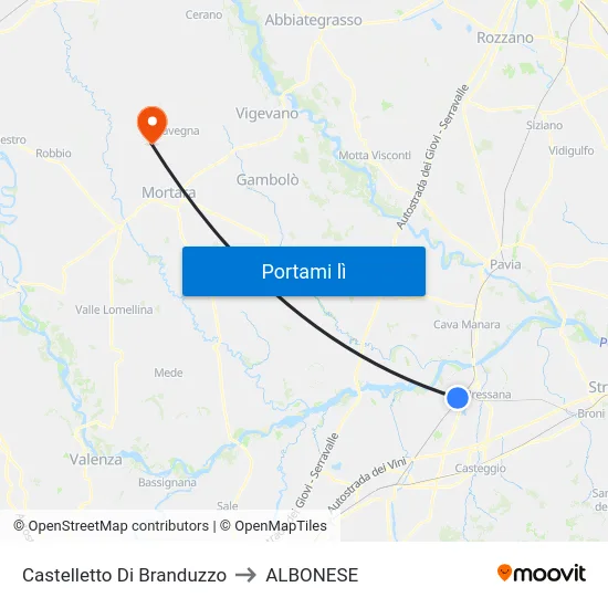 Castelletto Di Branduzzo to ALBONESE map