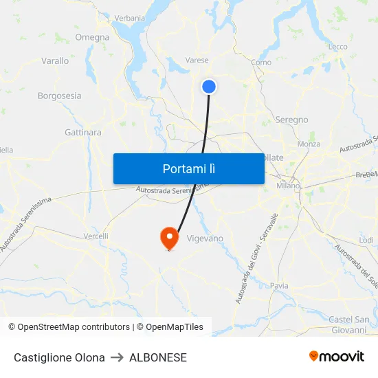 Castiglione Olona to ALBONESE map