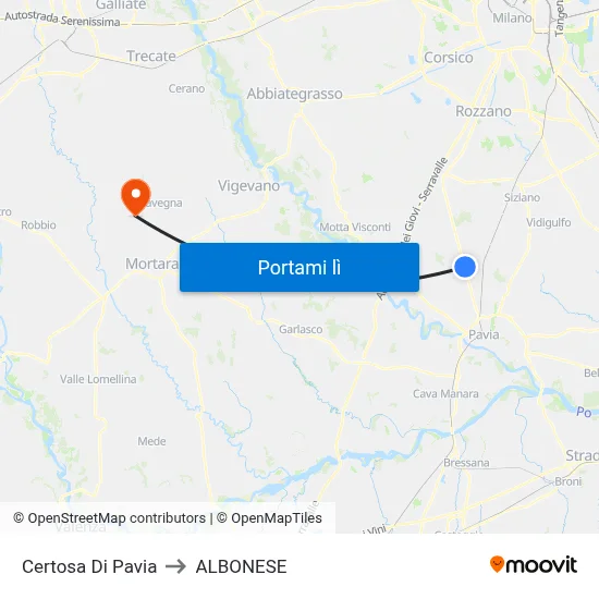Certosa Di Pavia to ALBONESE map