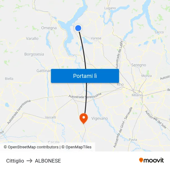 Cittiglio to ALBONESE map
