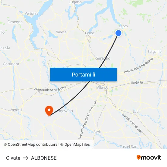 Civate to ALBONESE map