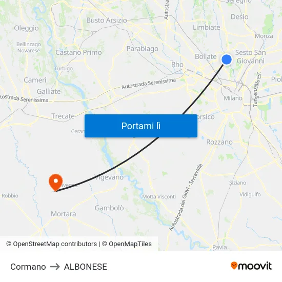 Cormano to ALBONESE map