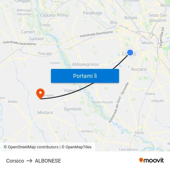 Corsico to ALBONESE map