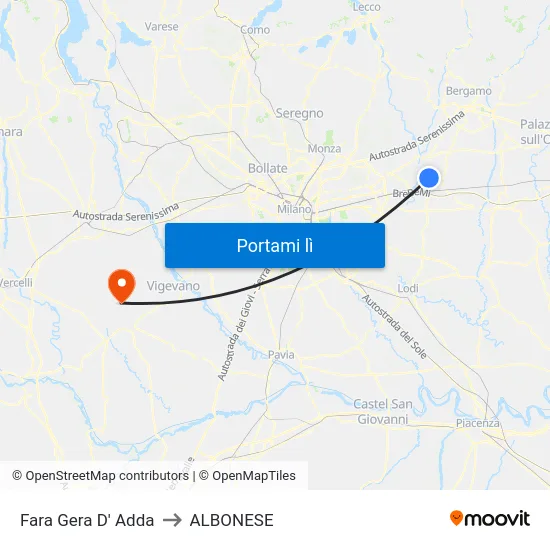 Fara Gera D' Adda to ALBONESE map