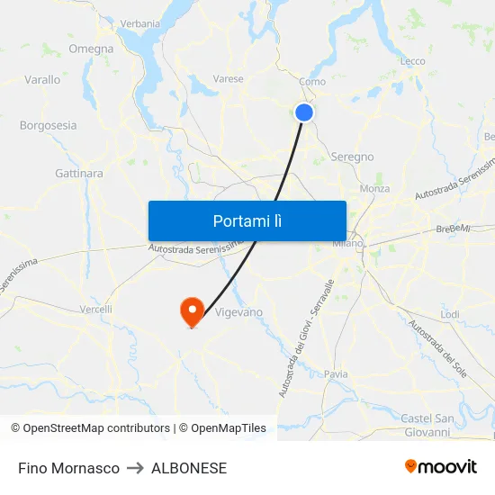 Fino Mornasco to ALBONESE map