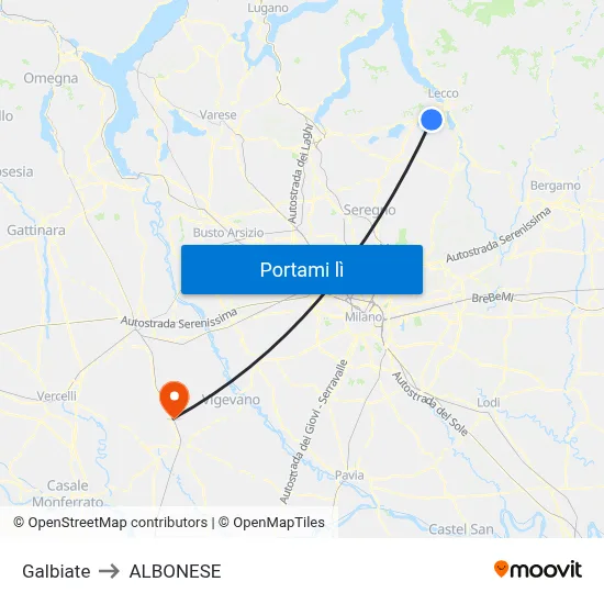 Galbiate to ALBONESE map