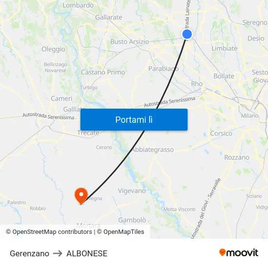 Gerenzano to ALBONESE map