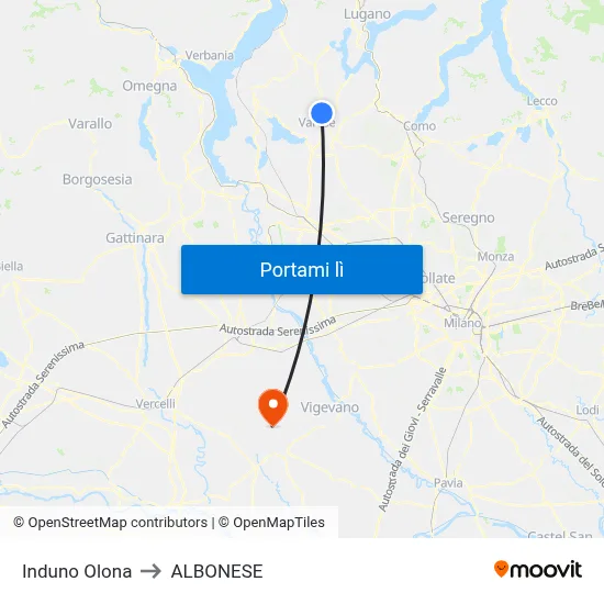 Induno Olona to ALBONESE map