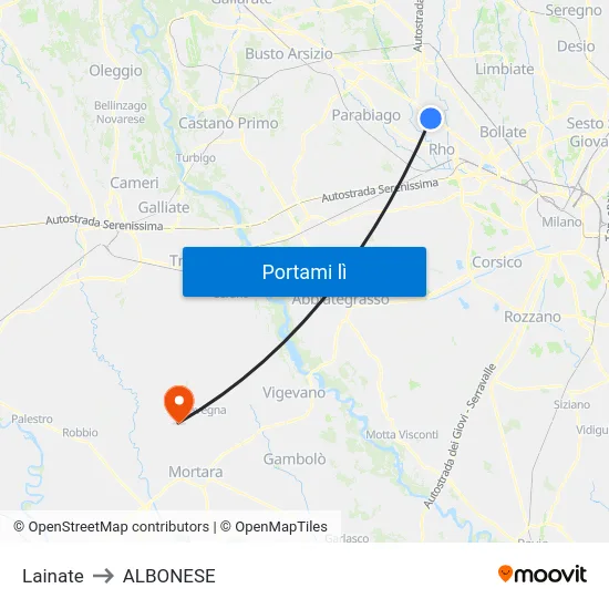 Lainate to ALBONESE map