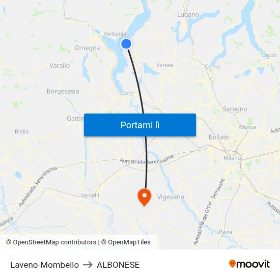 Laveno-Mombello to ALBONESE map