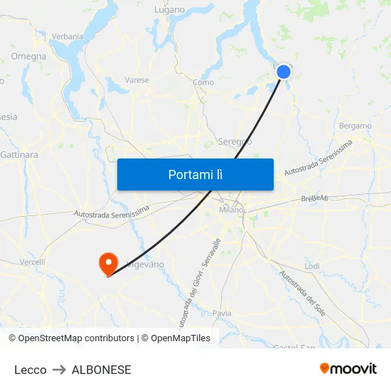 Lecco to ALBONESE map