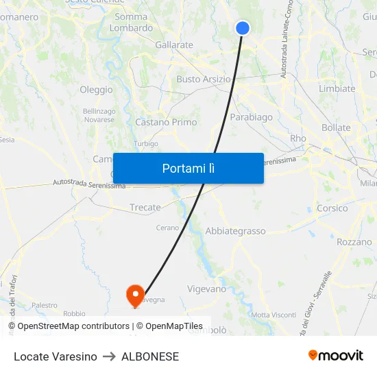 Locate Varesino to ALBONESE map