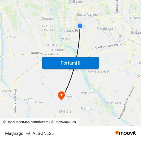 Magnago to ALBONESE map