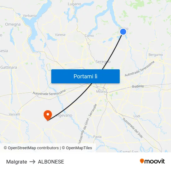 Malgrate to ALBONESE map