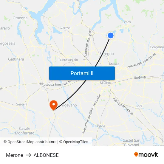 Merone to ALBONESE map