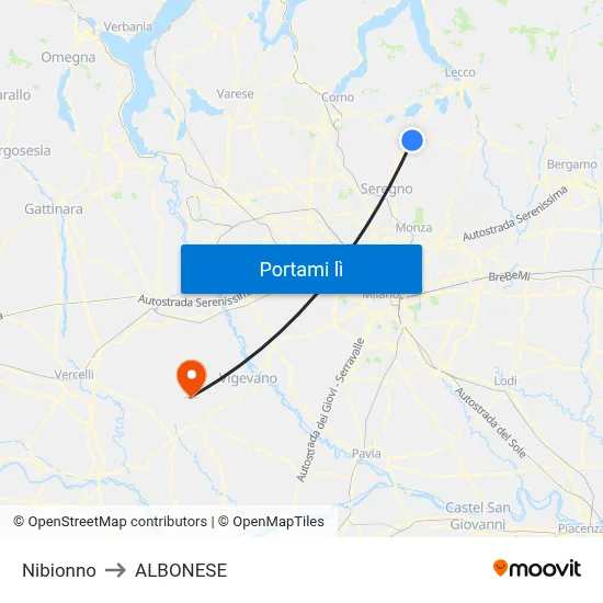 Nibionno to ALBONESE map