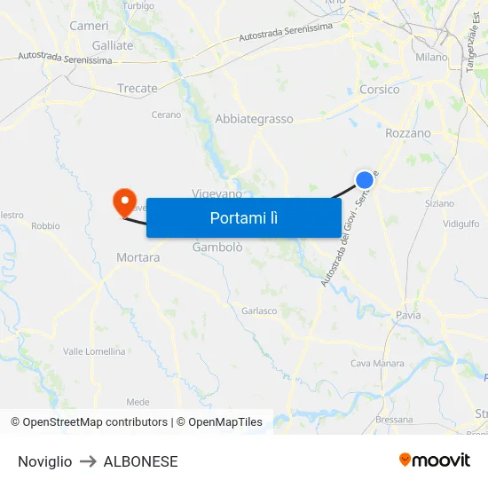 Noviglio to ALBONESE map