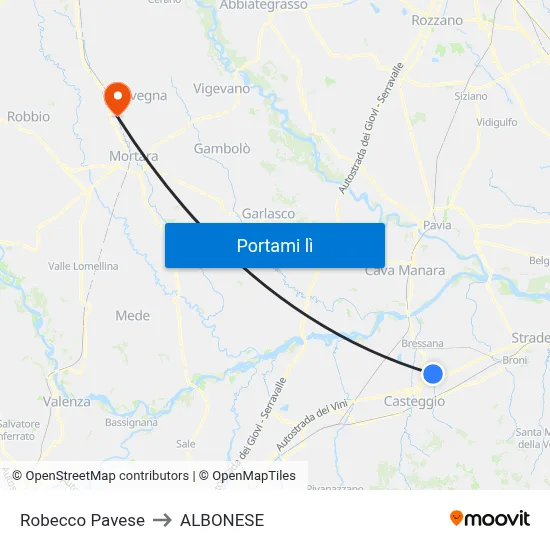 Robecco Pavese to ALBONESE map