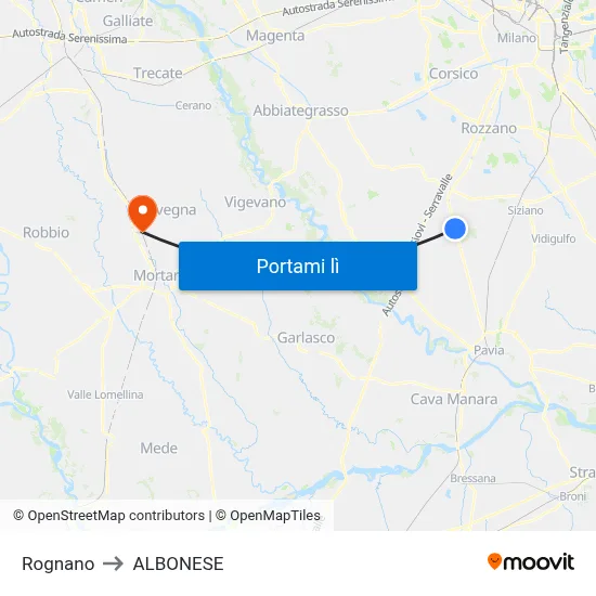 Rognano to ALBONESE map