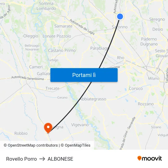 Rovello Porro to ALBONESE map