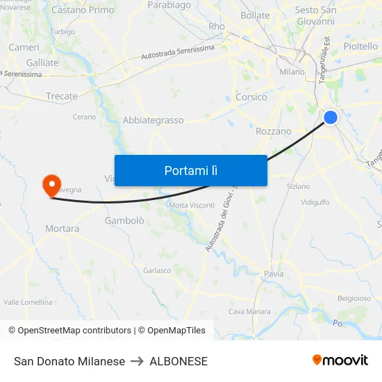 San Donato Milanese to ALBONESE map