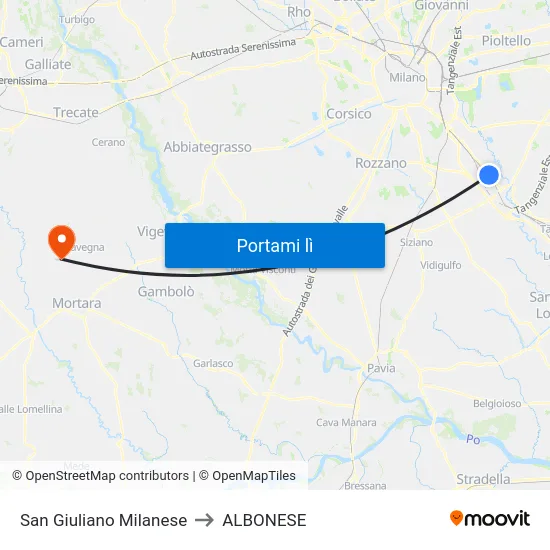 San Giuliano Milanese to ALBONESE map