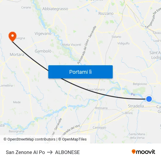 San Zenone Al Po to ALBONESE map