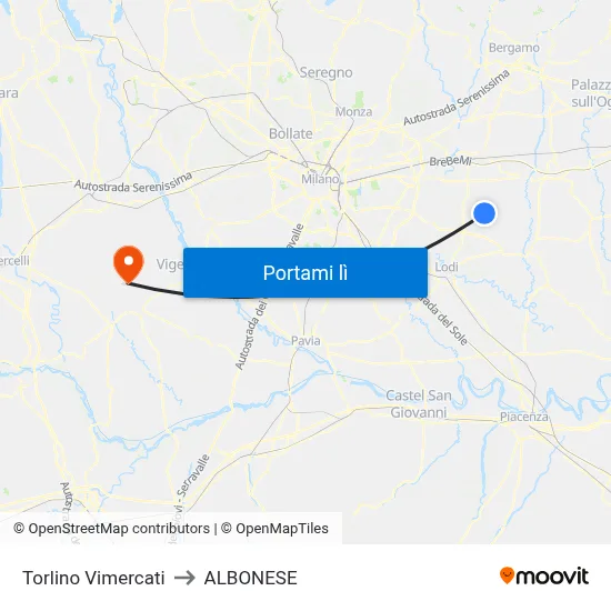 Torlino Vimercati to ALBONESE map