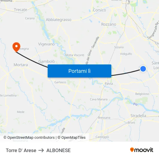 Torre D' Arese to ALBONESE map