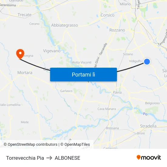 Torrevecchia Pia to ALBONESE map