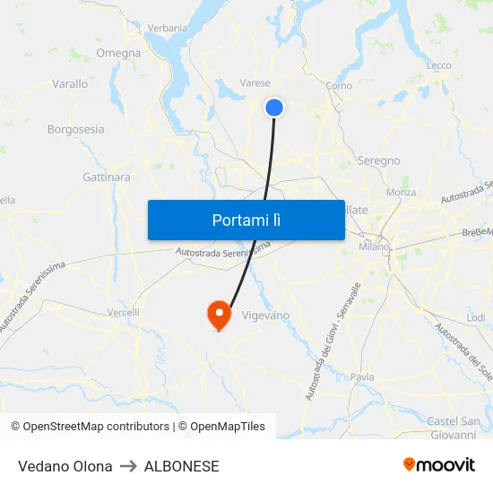 Vedano Olona to ALBONESE map