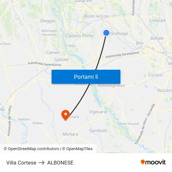 Villa Cortese to ALBONESE map