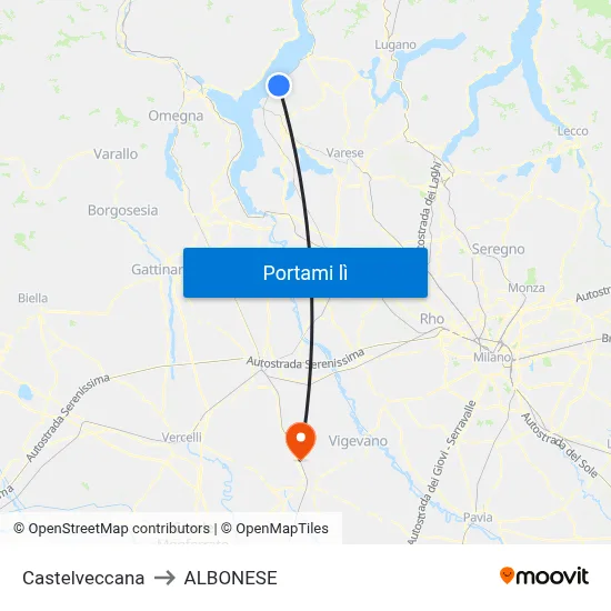 Castelveccana to ALBONESE map