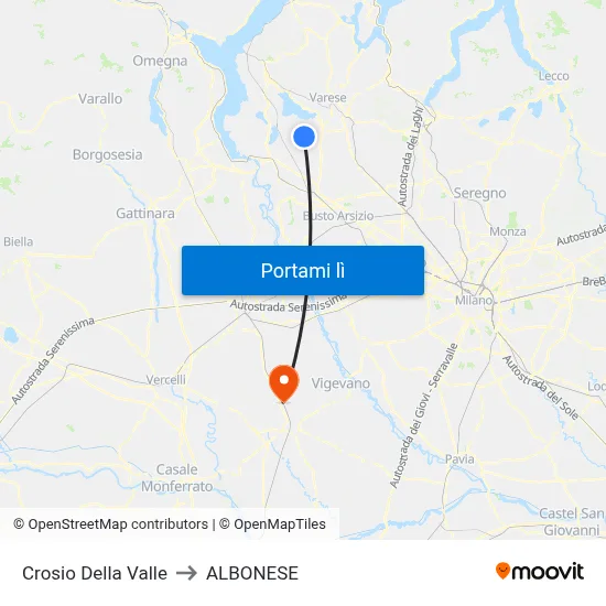 Crosio Della Valle to ALBONESE map