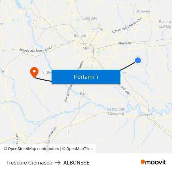 Trescore Cremasco to ALBONESE map