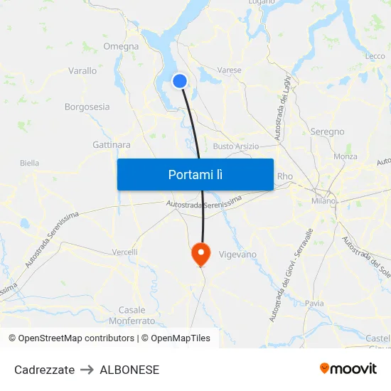 Cadrezzate to ALBONESE map