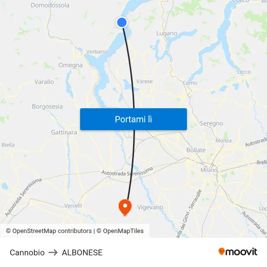 Cannobio to ALBONESE map