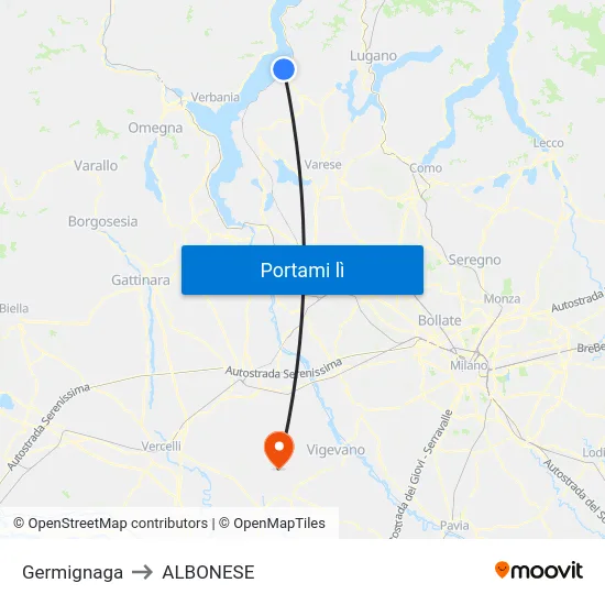 Germignaga to ALBONESE map