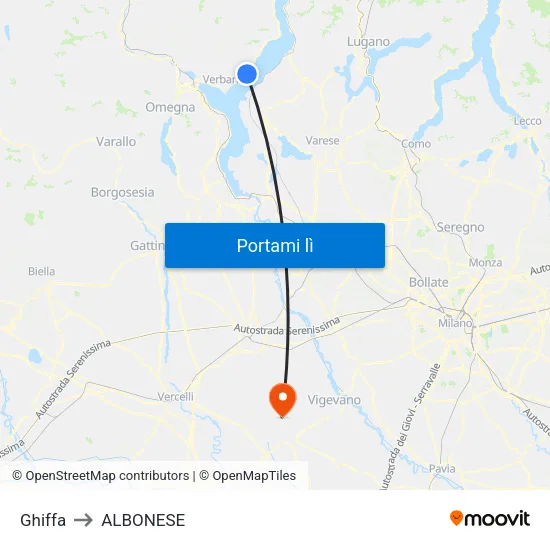 Ghiffa to ALBONESE map