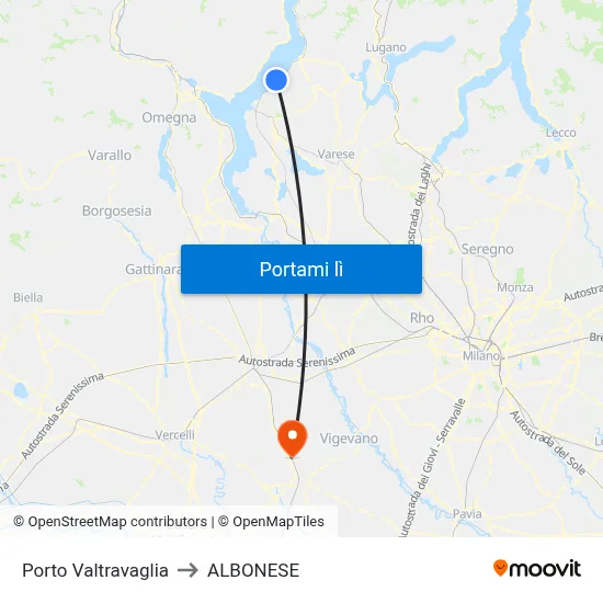 Porto Valtravaglia to ALBONESE map