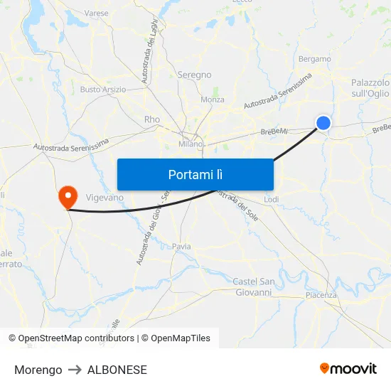 Morengo to ALBONESE map