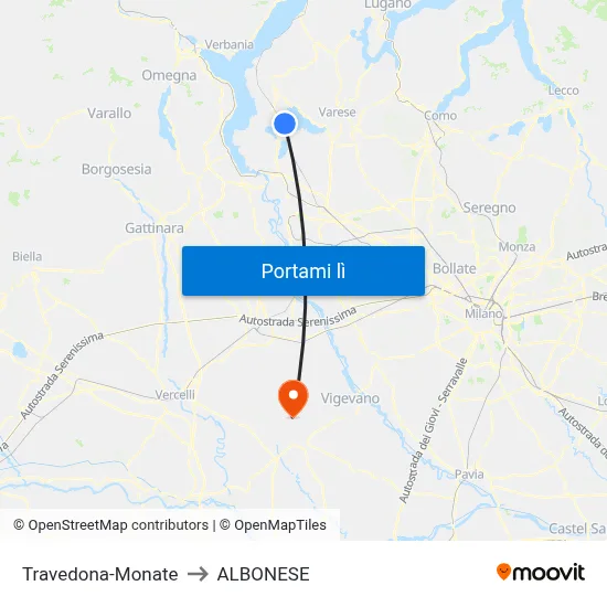 Travedona-Monate to ALBONESE map