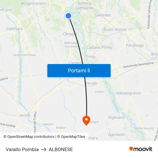 Varallo Pombia to ALBONESE map